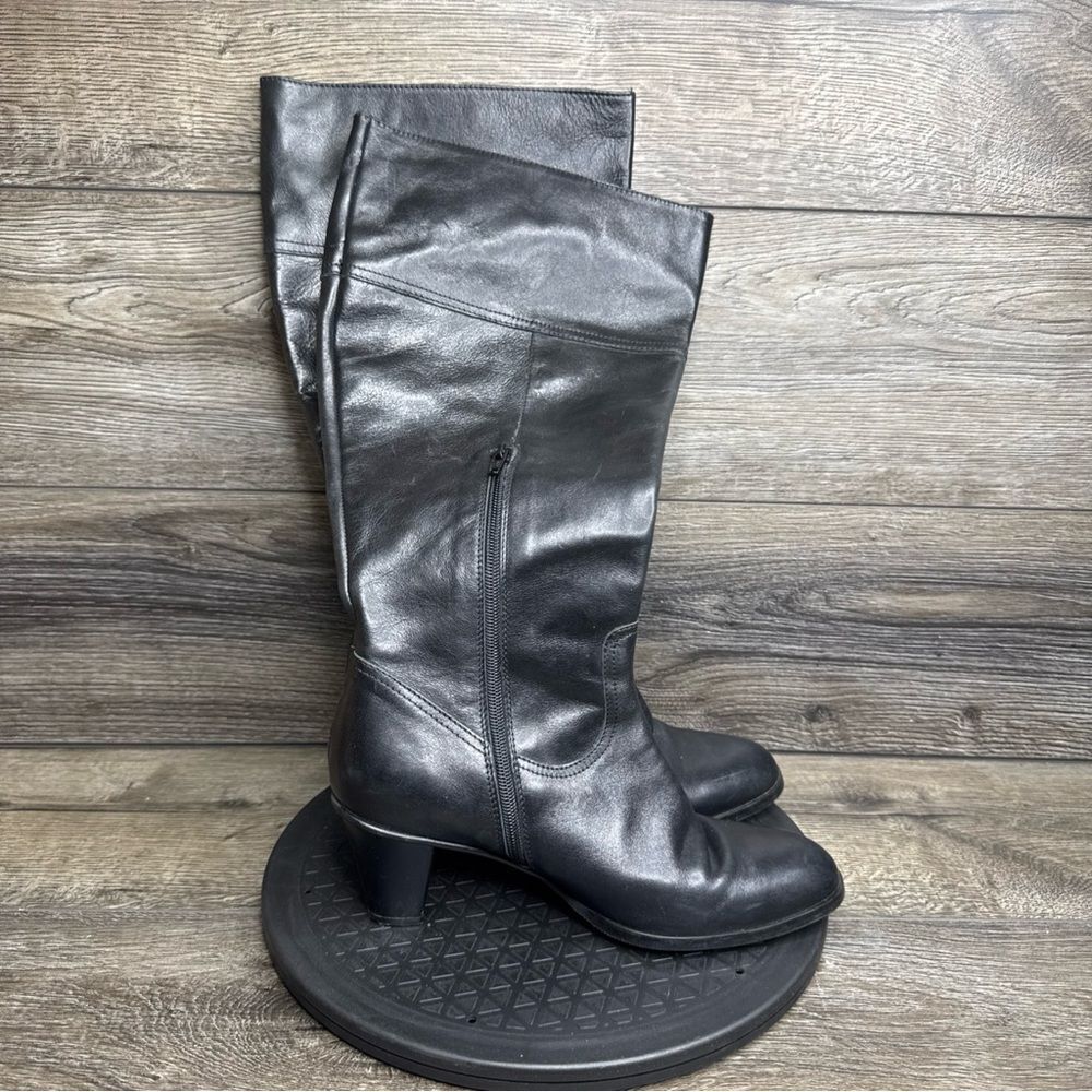 EDDIE BAUER Women's Italian Leather Tall Dark Brown Heeled Boots Size 8